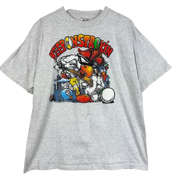 Vintage 90s Keep On Stroking Billards TShirt Single Stitch Gray - Mens L - Picture 1 of 8